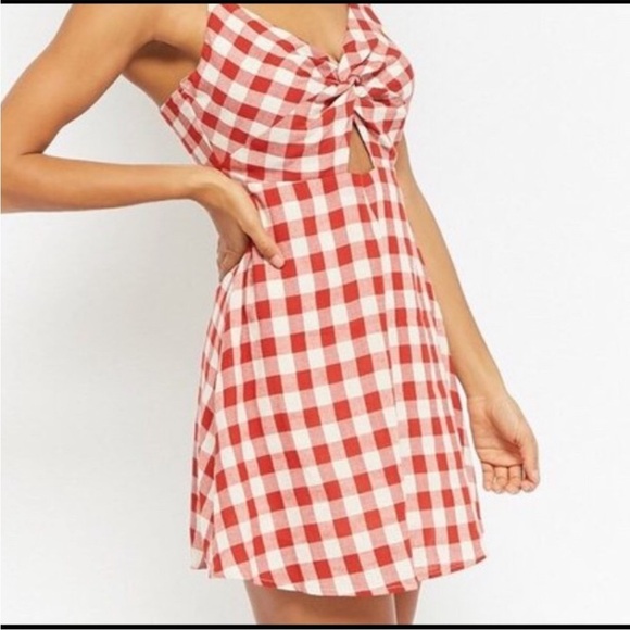 Cotton Candy LA Red Gingham Check Cut Out Dress S - Picture 1 of 7